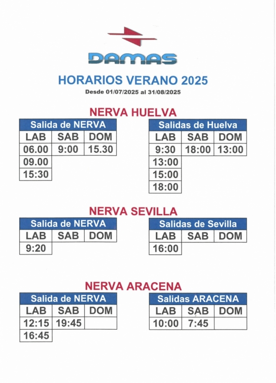 Horario Autobuses Verano 2025