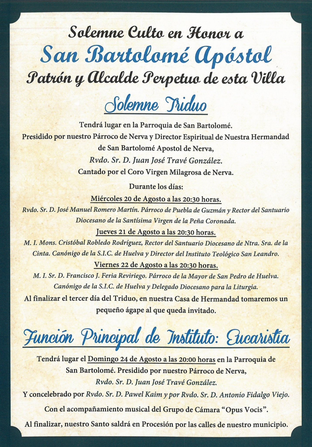 Programa Religioso San Bartolomé