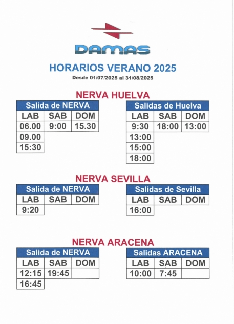 Horario Autobuses Verano 2025