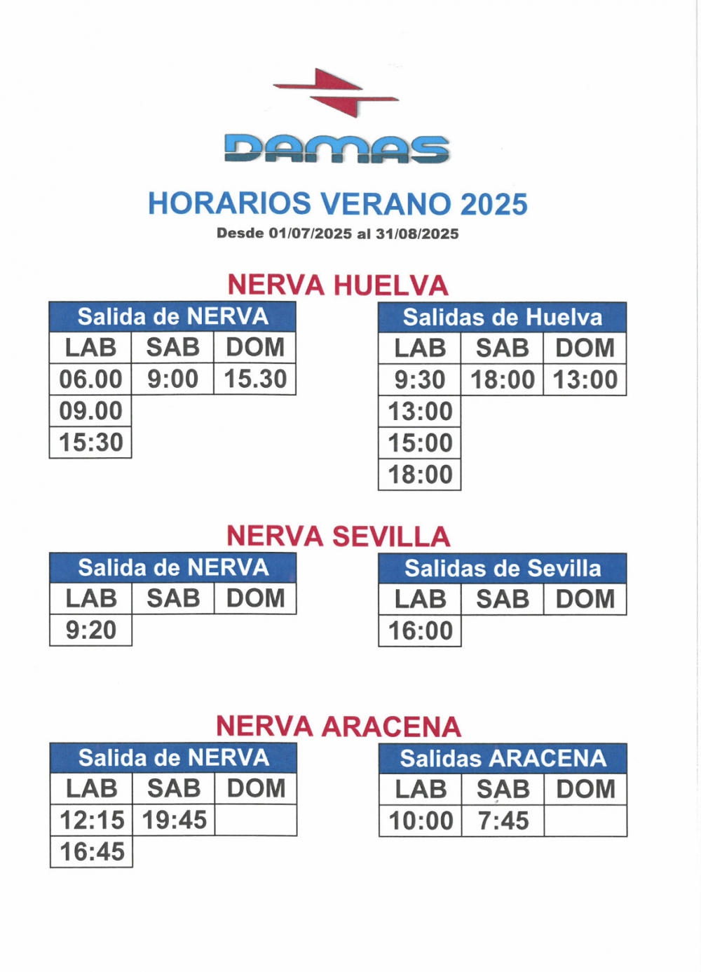 Horario Autobuses Verano 2025